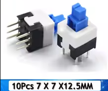 7x7 Self Locking  Push Tactile Power Micro Switch 6 Pin Button Switches – KSH 30 at HIMASTORES Mombasa, Kenya – Top quality switches in Kenya. Best electronics shop in Kenya for Arduino, ESP32, Raspberry Pi, sensors and IoT devices.